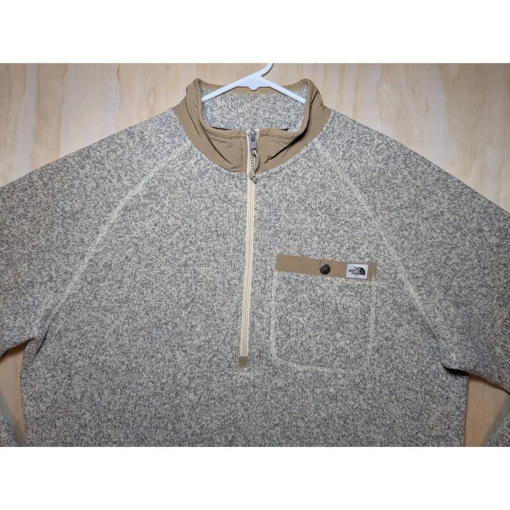 The North Face Men's XL Gordon Lyons 1/4-Zip Fleece Pullover Gray Tan Heather